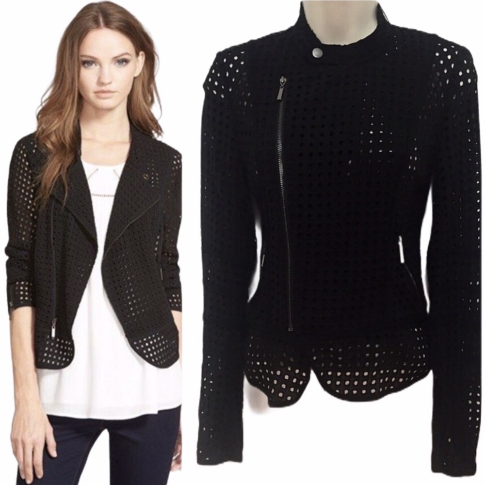 Search for Sanity Black Eyelet Moto Jacket - Picture 1 of 8